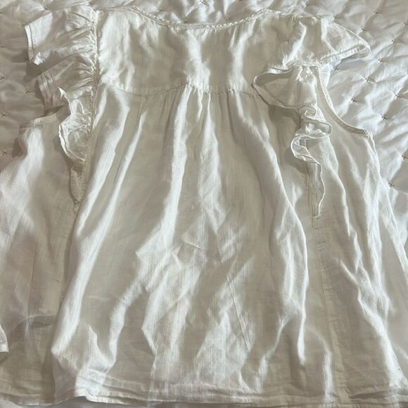 GAP White Ruffle Sleeve Blouse size large - Picture 8 of 8